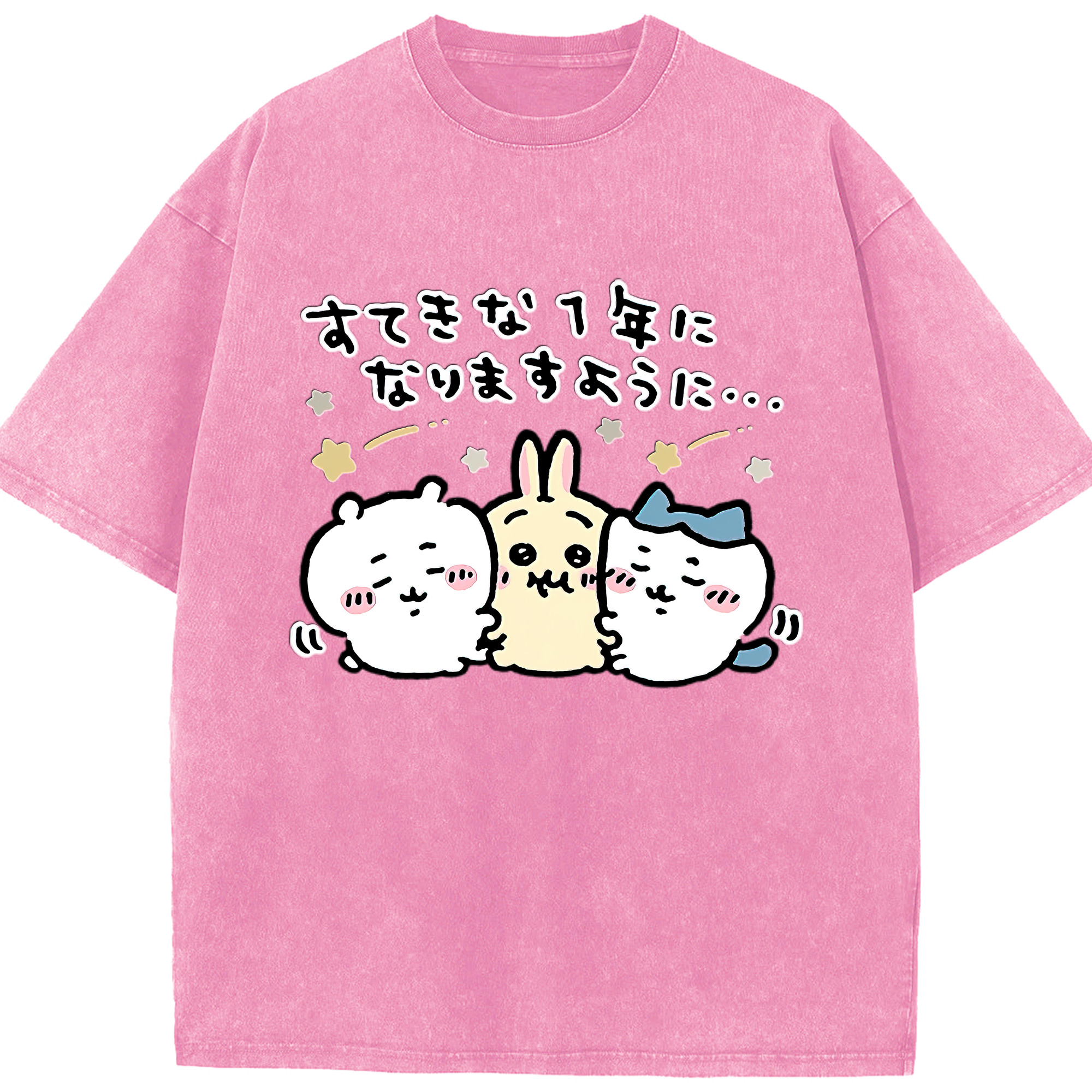 （画像用） ちいかわ ちいかわ Chii-kawa chiikawa 綿100% ヴィンテージ風 半袖Tシャツ（フロントプリント）